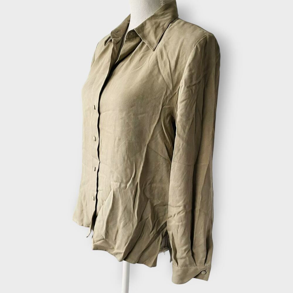 Pendleton Button Down 100% Silk Tan Long Sleeve C… - image 3